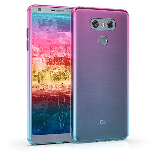 kwmobile Funda Protectora Compatible con LG G6 - Carcasa Bicolor Rosa Fucsia/Azul/Transparente