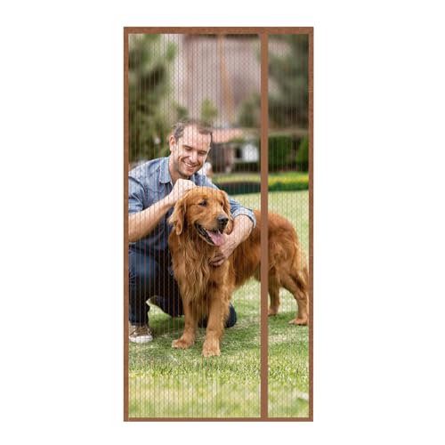 Magnetic Screen Door Reversible Left Right Side Opening, Polyester Mesh Curtain Self Sealing Magnetic Closure Hands Free Entry Pet Friendly Fits Door 30x80 Inch Screen Size 32"x82"