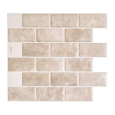 SMART TILES Peel and Stick Backsplash - 10 Sheets of 10.95" x 9.70" - 3D Adhesive Peel and Stick Tile Backsplash for Kitchen, Bathroom, Wall Tile