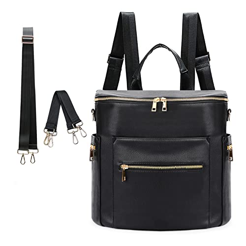 Image of Diaper bag, Leather Diaper Bag Backpack by MF Store, Diaper Backpack with Laptop Sleeve,Changing Pad,Wipes Pouch,Stroller Straps and Insulated Pockets