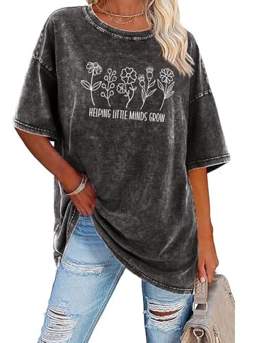 Teacher Shirts Women Kindergarten Teacher Shirt Floral Teacher Shirt Teacher Appreciation Gift Oversized Tshirts