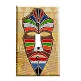 African Mask on Tan Switchplate - Switch Plate Cover