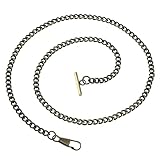 CALLARON Vintage T-bar Pocket Watch Chain for Men Women Durable Bronze Metal Belt Clip for Suits Casual Wear for DIY Fashion Accessories