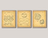 Baseball Umpire Gift Baseball Glove Patent Print Home Run Decor WB448-450 (13cm x 18cm, Vintage)