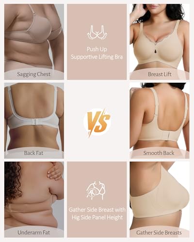 Image of Jelly Bras for Women No Underwire Mesh Wireless Crossover Bra Seamless Full Coverage Lift T Shirt Sleep Bralettes