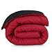 Ultra-Soft Premium 1800 Series Goose Down Alternative Reversible Comforter - Hypoallergenic - All Season - Plush Fiberfill, Twin Extra Long (Twin XL, Black/Red)