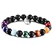 Produktbild JOXFA Naturstein Perlen 7 Chakra Armband Männer Frauen 8mm Edelstein Lavastein Aromaarmband Aromatherapie Ätherisches Öl Diffusor Armbänder Yoga Armband für Damen und Herren