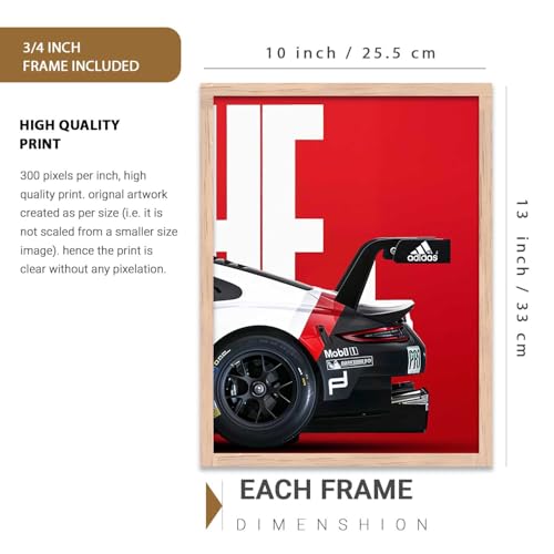 Image of HOMESY Sports Car Framed Posters Gift Items for Boys Room | Wall Decoration for Bedroom Living Room Office Gaming Room Decor | Sports Car Poster with Frame for Wall Decor Set Of 3 Size (10x13 inch, BROWN)