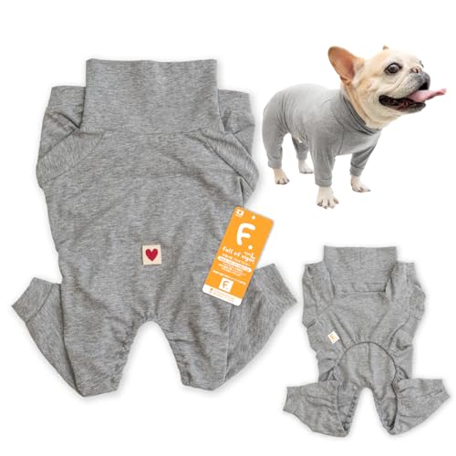 フレブル 伸びて 着せやすい シンプル 長袖 インナー つなぎ ロンパース 抜け毛対策 長袖 犬の服 フルオブビガー 13/グレー杢 FS
