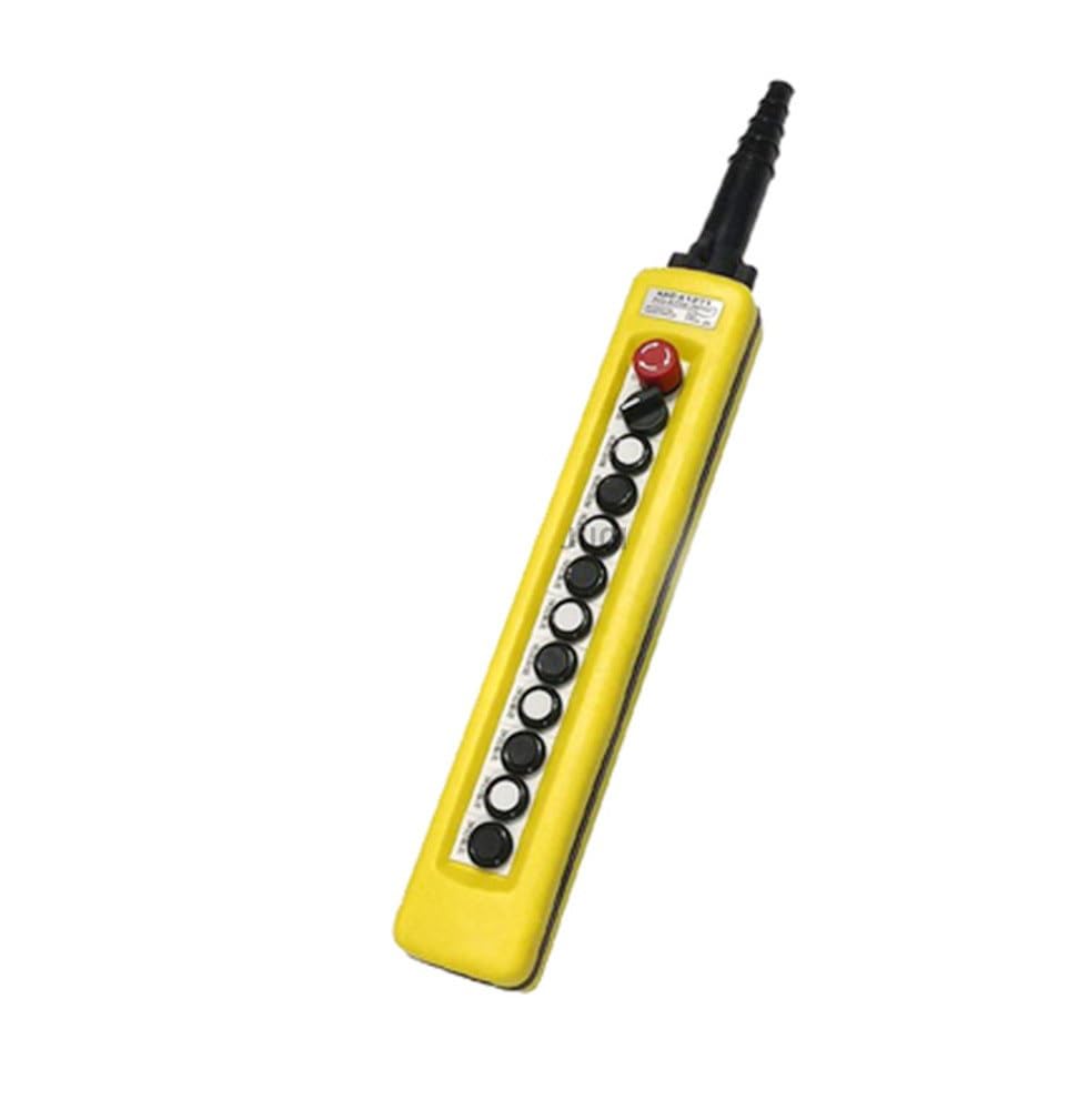 HYUJNAFZR XAC-A1271 12 knob+ Stop Rainproof Industrial Electric Crane Hoist Control Push Button Switches 250V 5A Yellow