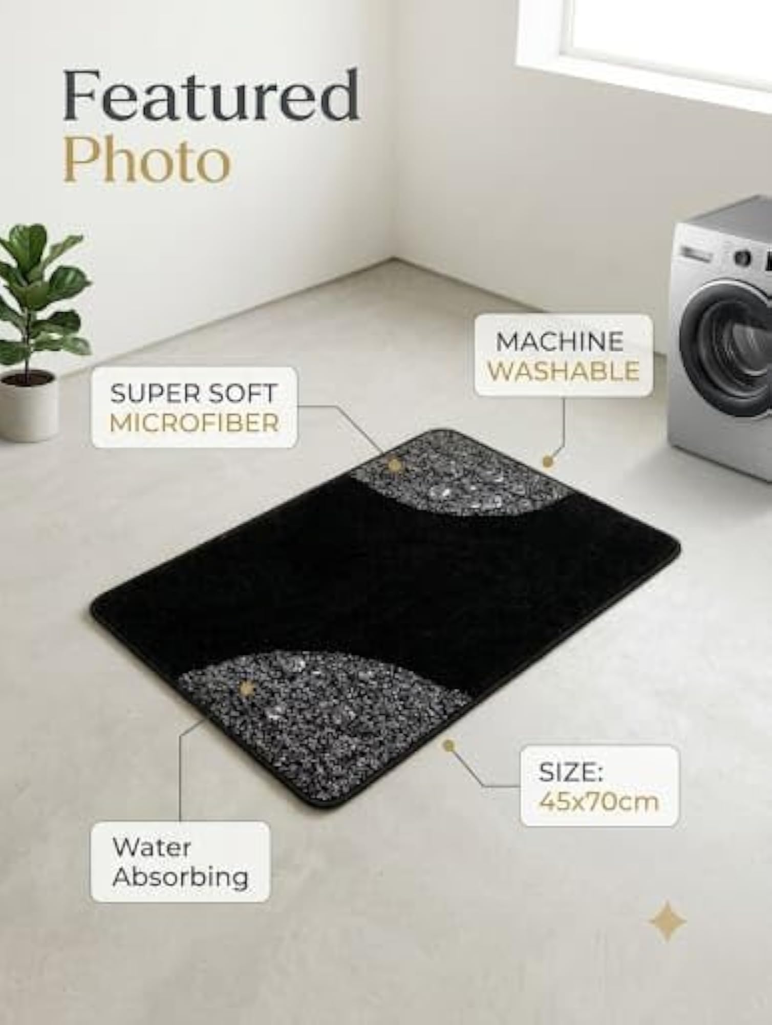 Microfiber Bath Mat 40 x 60 cm, Soft and Quick-Drying