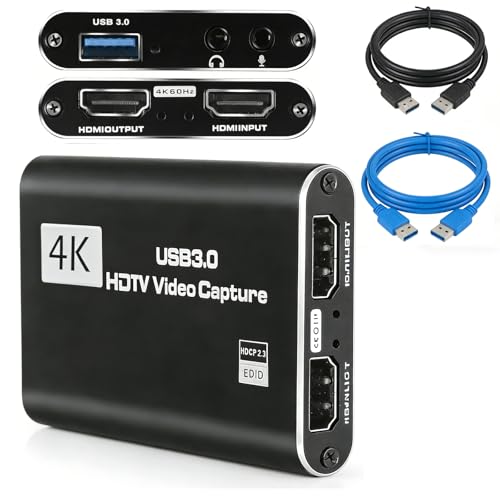 Spiritseek 4K/1080P 60FPS HDMI Capture Card with Mic - USB Video Recorder for Gaming & Streaming