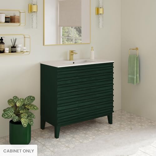 Image of Swiss Madison Cascade 36 inch Freestanding Bathroom Vanity Cabinet Without Top in Green Oak