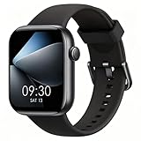 Smartwatch Damen Herren, 1,85" HD Touch Fitnessuhr mit Telefonfunktion, 140+Sportmodi Smart Watch Fitness Tracker mit Pulsmesser Schlafmonitor Schrittzähler, IP68 Wasserdicht Sportuhr für iOS Black