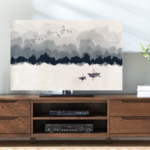 Ink Painting Printing Type TV Dust Cover For LCD LED Plasma Television Colorful Painting Pattern Screen Protector Cover Flat Screens Dustproof Cloth(Size:24IN(W59xH35CM),Color:A)