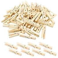 SENJEOK 200 PCS Large Wooden Clothes Pegs, 7.2cm Big Wood Bamboo Laundry Craft Pegs for Washing Line Hanging Photos Arts
