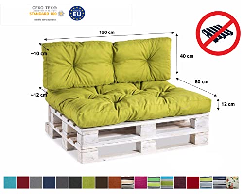 Gutekissen® Cojines para palets Cojines para palets PPI (Respaldo 120x40, gesteppt Color Lima) - imagen 3