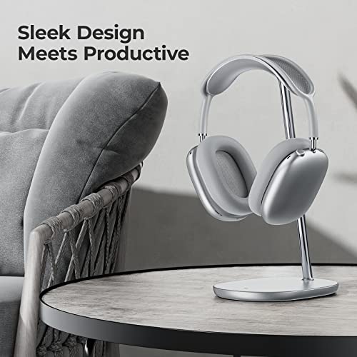 Image of BENKS Headphone Stand, Airpods Max Stand, Desktop Headset Holder, Gaming Headset Accessories, Desk Earphone Stand for AirPods Max, Beats, Bose, Sony, Senheiser (White Headphone Stand)