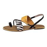 Sandalen Damen Flat Heel Flip-Flops Slip-On Sandalen Lässige Sandalen Strandschuhe (39,Gelb)