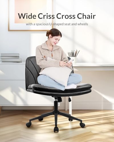 image for NEO CHAIR Criss Cross Chair with Wheels, Armless Cross Legged Office D