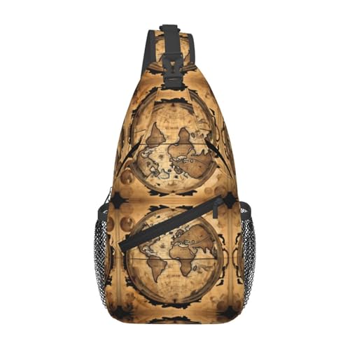 Mochila bandolera ligera con mapa antiguo para viaje miniatura 1