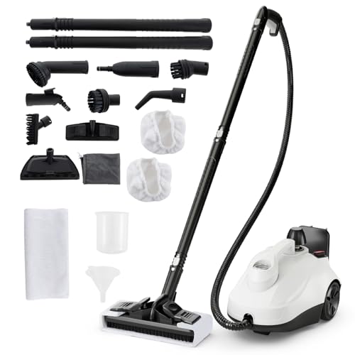 COSTWAY Limpiador a Vapor de 2000W, Multiuso Limpiador de Vapor con 16 Accesorios y Tanque Grande de 1,8 L, Máquina de Limpieza a Vapor con Ruedas para Pisos, Ventanas, Vidrio, Alfombras (Blanco) COSTWAY Limpiador a Vapor de 2000W, Multiuso Limpiador de Vapor con 16 Accesorios y Tanque Grande de 1,8 L, Máquina de Limpieza a Vapor con Ruedas para Pisos, Ventanas, Vidrio, Alfombras (Blanco)