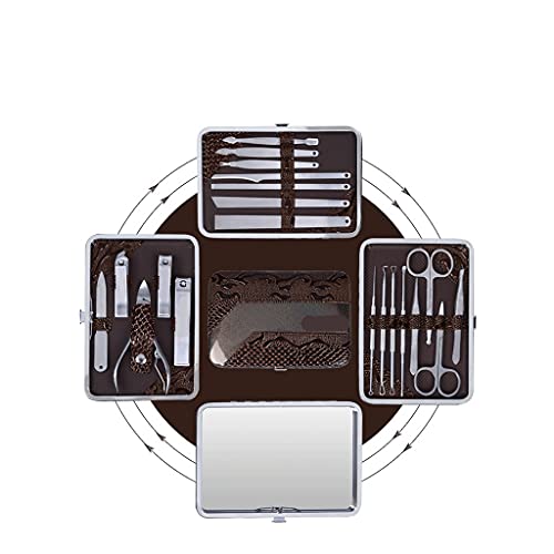Hongfeishangmao Nail Clipper Ladies And Men Built-In Mirror Nail Clippers 21 Piece Set Full Set Of Nail Clippers Portable Travel Home Brown Nail Trimmer (Color : A) #TOP3