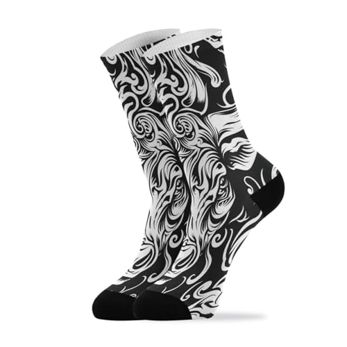 1 Pair Cow Tattoo Crew Socks Breathable Compression Athletic Socks for Women Men Sport Running Cycling
