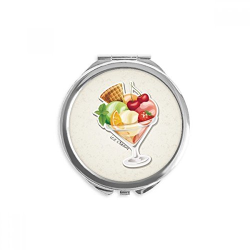 Miroir de poche cerise orange fraise rond portable de 2,6 x 2,4 pouces pour maquillage multicolore