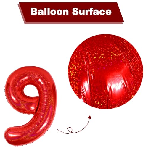 Image of Laser Red 8 Balloon, Number Balloons 40 Inch, 8th Birthday Decorations, Birthday Balloons, Laser Red Party Supplies, Number 8 Balloon