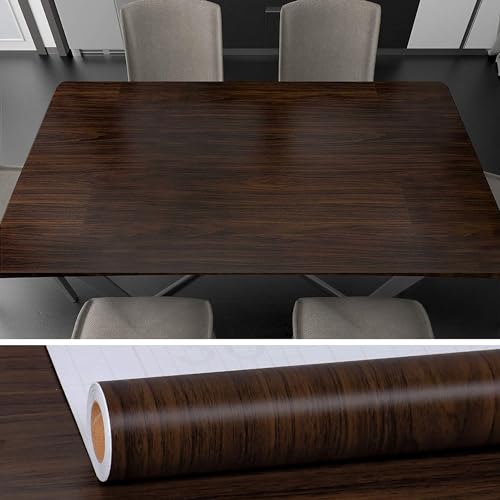 Image of Self Adhesive Wood Cinnamon Wood Contact Paper Peel and Stick Wallpaper Removable Vintage Faux Wood Wall Paper Shelf Home Decoration Kitchen (Wood, 1 Ft x 4 Ft)