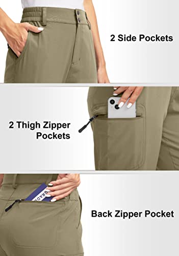 G Gradual Women's Hiking Pants With Zipper Pockets Convertible Lightweight Quick Dry Stretch Cargo Camping Pants(Dusty Khaki, Xs) #TOP4