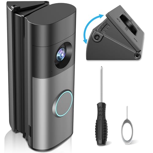 Doorbell Angle Mount for Ring Battery Doorbell/Plus/Pro(new model-2026 Release) & Wired Doorbell/Pro/Plus 35-55 Adjustable Corner Mounting Bracket Wedge Kit Left/Right Door Holder for House
