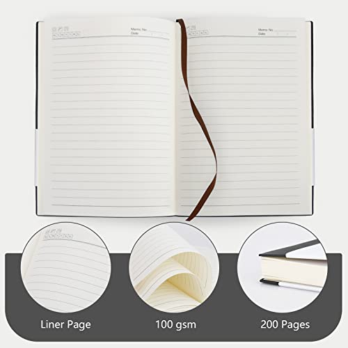 Rantuns Lined Journal Notebook For Work, 200 Pages, Medium 5.7" X 8.3", A5 Notebook Softcover Journal 100 Gsm Thick Paper, (Black Ruled) #TOP2