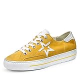 Paul Green 4810 Damen, Frauen Sneaker,Sneaker,Low-Top Sneaker,Halbschuh,Strassenschuh,Schnürer,Schnürschuh,Sportschuh,Plateau-Sohle,Freizeit,MANGO/WHITE (Senfgelb/Weiß)