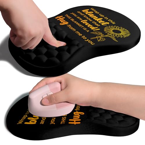 Image of Ergonomic Joint Wrist Support Mouse Pad with Memory Foam Cushion Massage Bump, Carpal Tunnel Pain Relief Mousepad Slope Design for Wrist Rest, 11.8x7.9 in, Hug You and Me