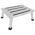 DEPSUNNY Adjustable Height Aluminum RV Step, Stable Foldable Platform Step Stool, Supports Up to 1,000 lb, Non-Slip Rubber Feet and Platform Mat, Easy to Carry (Silver)