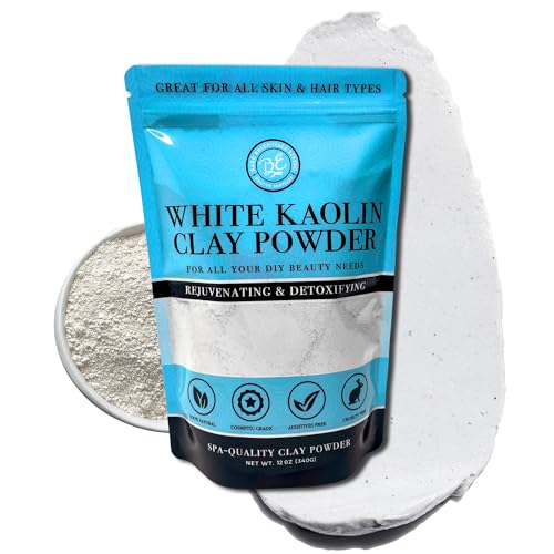 Bare Essentials Living - White Kaolin Clay Powder (12oz) 100% Natural White Powdered Clay for Seed Bombs White Clay Mask Chafing Body Powder Soap Bath Bomb Deodorant Kaolin Clay for Gardening