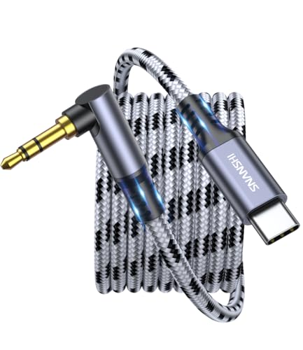 SNANSHI Aux to USB C Cable 10ft - Type C Aux Cord for iPhone 15,Right Angle USB C to 3.5mm Audio Cable Compatible with iPhone 15 Pro Max/15 Plus,
