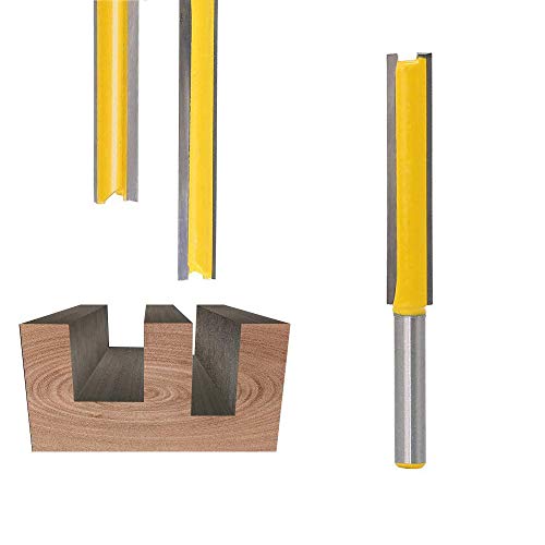 Eyech 2Pcs 1/4 Inch Shank Double Flute Straight Router Bits Tungsten Carbide Trimming Cutter For Woodworking Groove Chisel Bits - Cutting Dia. 3/8 Inch #TOP2