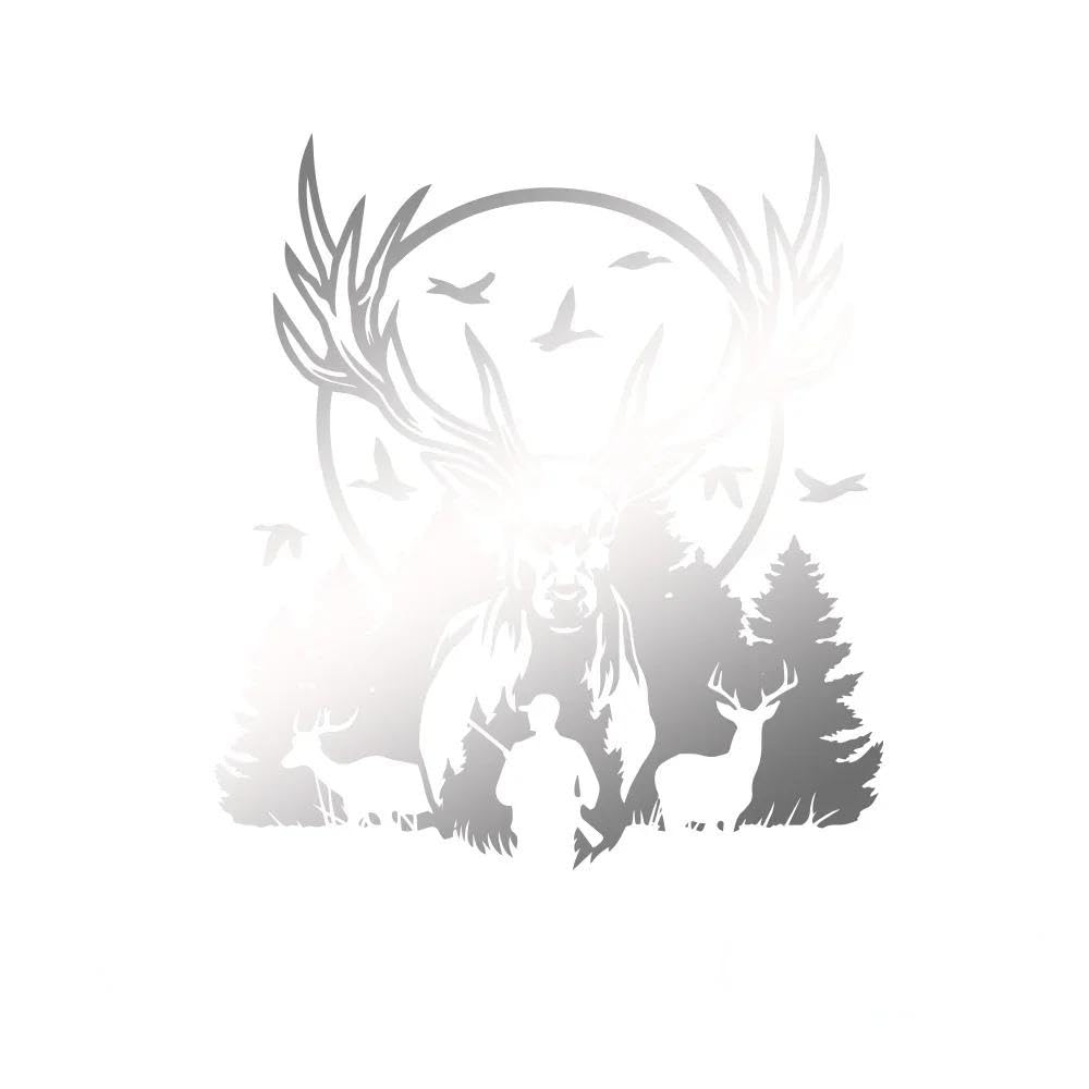 15cm Deer Hunte Sticker Decals Cover Scratches Stickers On Car Decoration PVC(Silver,20cm)