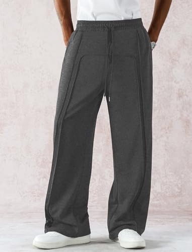 ZAFUL Mens Wide Leg Sweatpants Casual Straight Baggy Drawstring Loose Fit Sweats Basic Workout Track Pants with Pockets2