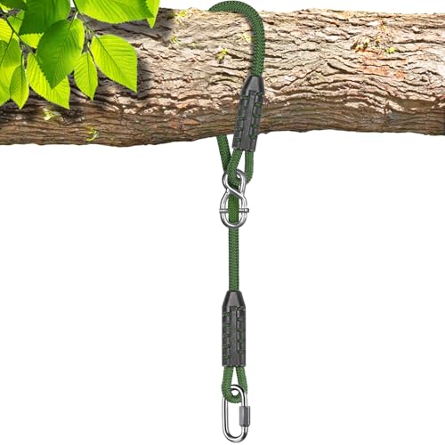 SELEWARE 6ft Adjustable Tree Swing Rope Hammock Straps Hanging Kit - Fast & Easy Install for Hammock Chair Tire Swing - Indoor/Outdoor Playground Accessories - Green 1 Pack