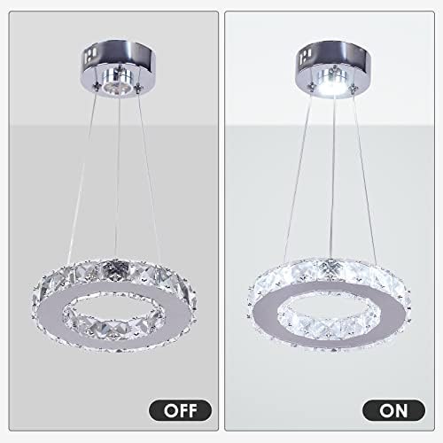 diisunbihuo Mini Crystal Pendant Light Ring LED Crystal Chandeleirs Modern Crystal Ceiling Light for Dinning Room Bedroom Hallway (Cool White)
