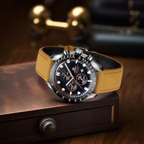 LN LENQIN Mens Watches Leather Watch Analog Quartz Watches for Men 30M Waterproof Men's Wrist Watches Luminous Luxury Fashion Business Casual Watches with Date