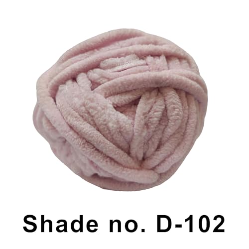 Image of VCR Light Pink, 100 Grams Hank, 60 Meters Length, Premium Polyester Ball for Crochet and Knitting, Pack of 1 Yarn, Soft and Bulky Fur Suitable for DIY