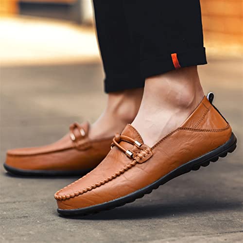 Men's Loafers Genuine Leather Round Toe Stitching Details Comfortable Flexible Anti-Slip Fashion Slip On2