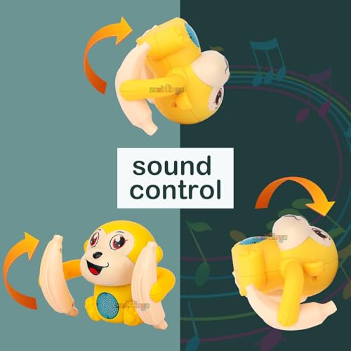 Image of Zest 4 Toyz Dancing Monkey Musical Toy for Kids Baby Spinning Rolling Doll Tumble Toy with Voice Control Sensor Light and Music Rotating Arm Sound Toy - Made in India (Random Color Dispatch)