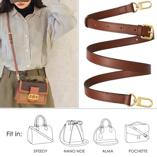 Image of Genuine Vachetta Leather Crossbody Strap Genuine Leather Adjustable Replacement Strap for Shoulder Bag Handbag Purse