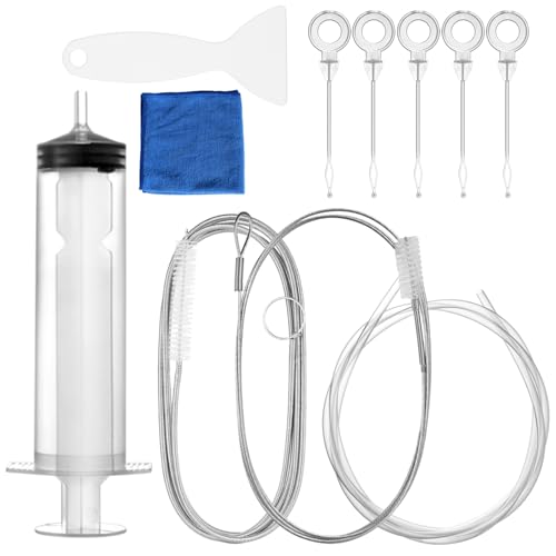 Furuising 11Pcs Fridge Dredger and Cleaning Set Reusable Fridge Drain Hole Cleaning Tool Fridge Emptying Dredger and Cleaning Set with Syringe for All Refrigerator Cleaning Kitchen Drain Pipe